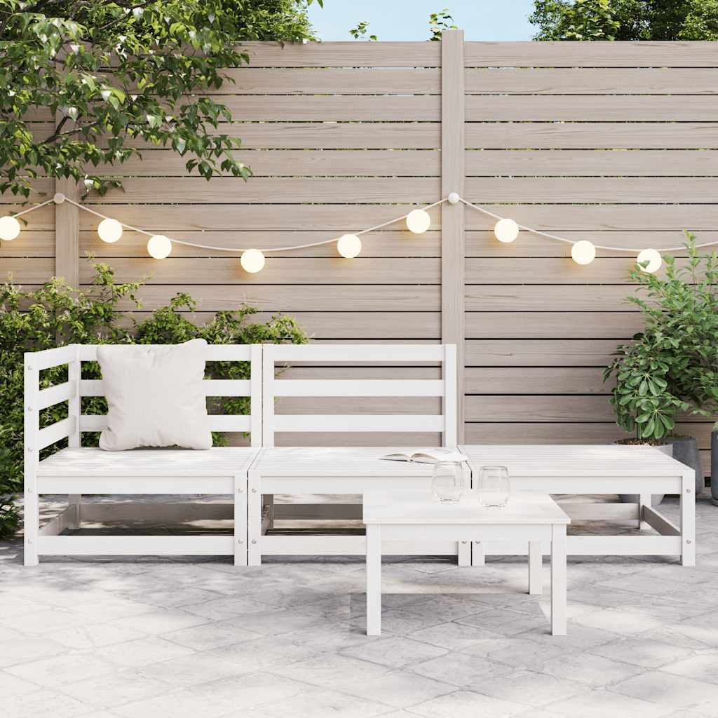 vidaXL 3-tlg. Garten-Lounge-Set Weiß Kiefer Massivholz