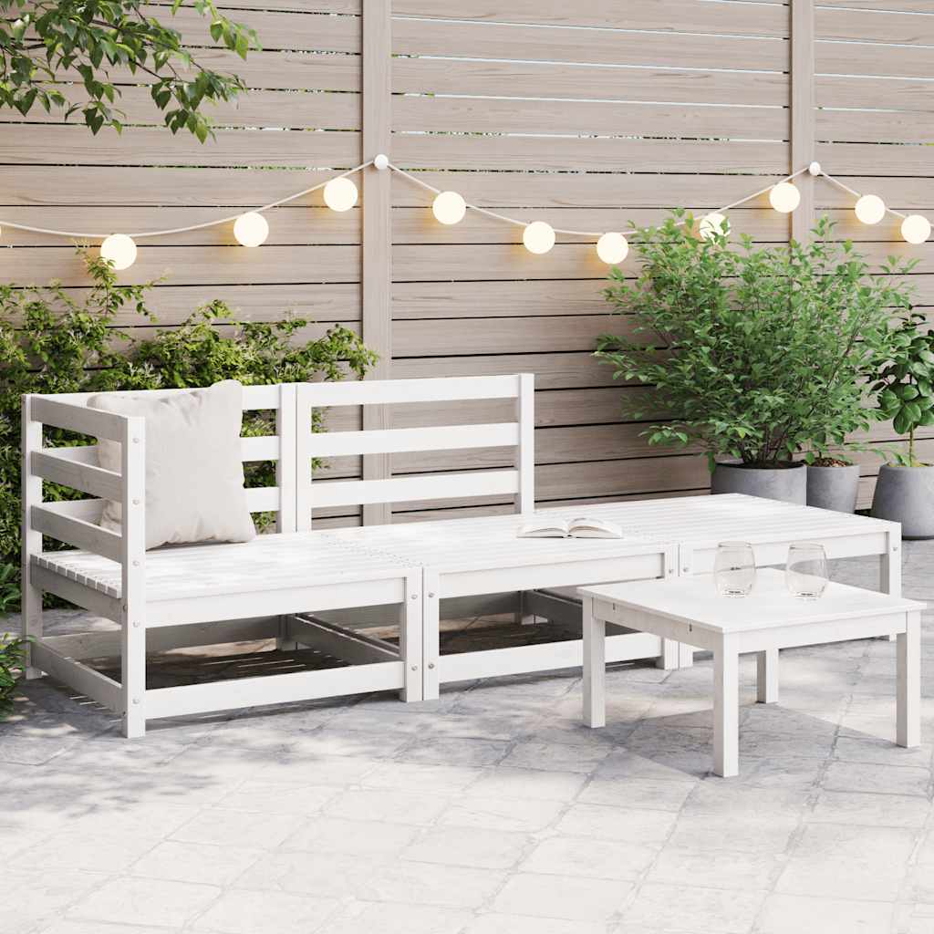 vidaXL 3-tlg. Garten-Lounge-Set Weiß Kiefer Massivholz