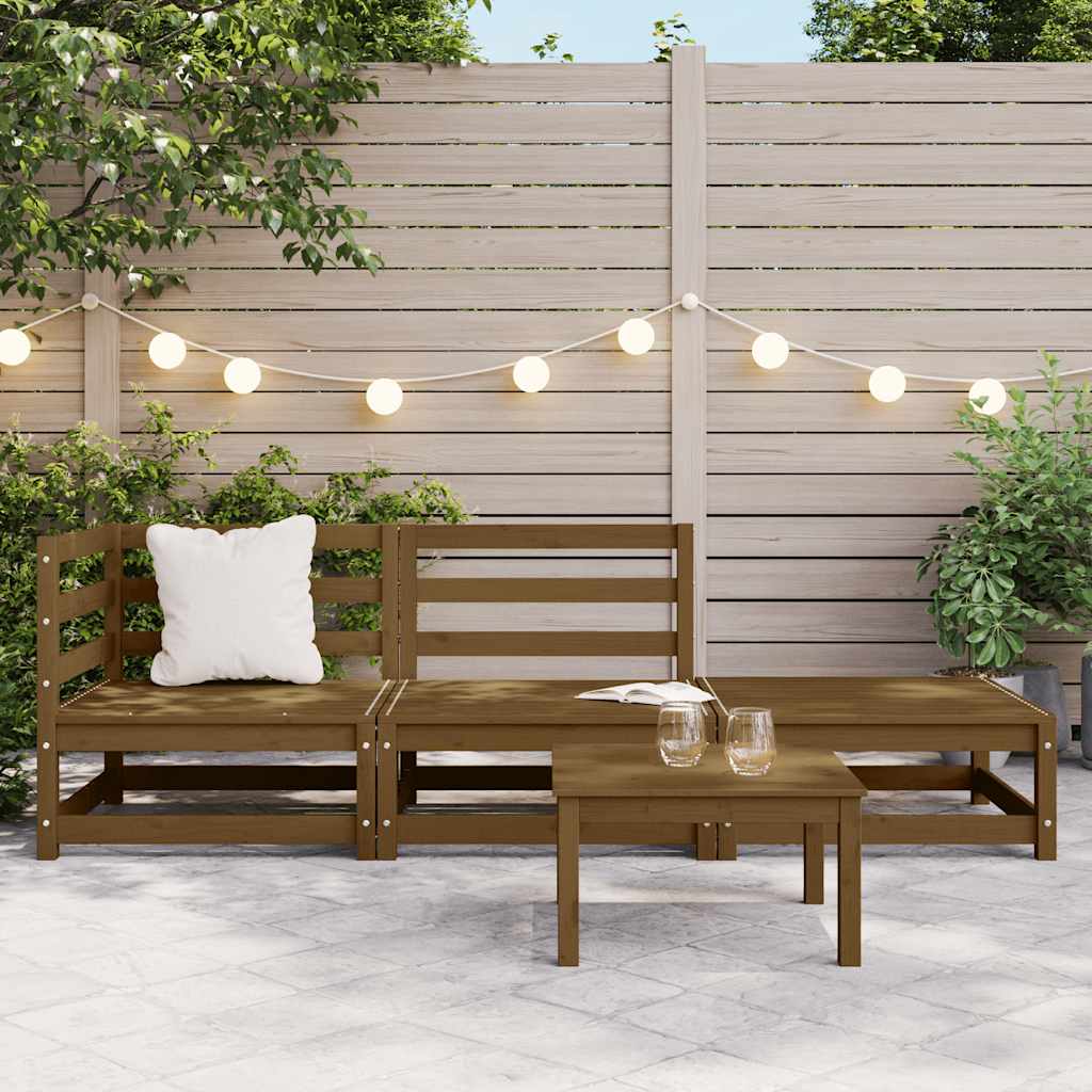 vidaXL 3-tlg. Garten-Lounge-Set Honigbraun Massivholz Kiefer