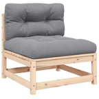 vidaXL Garten-Mittelsofa mit Grauen Kissen Massivholz Kiefer