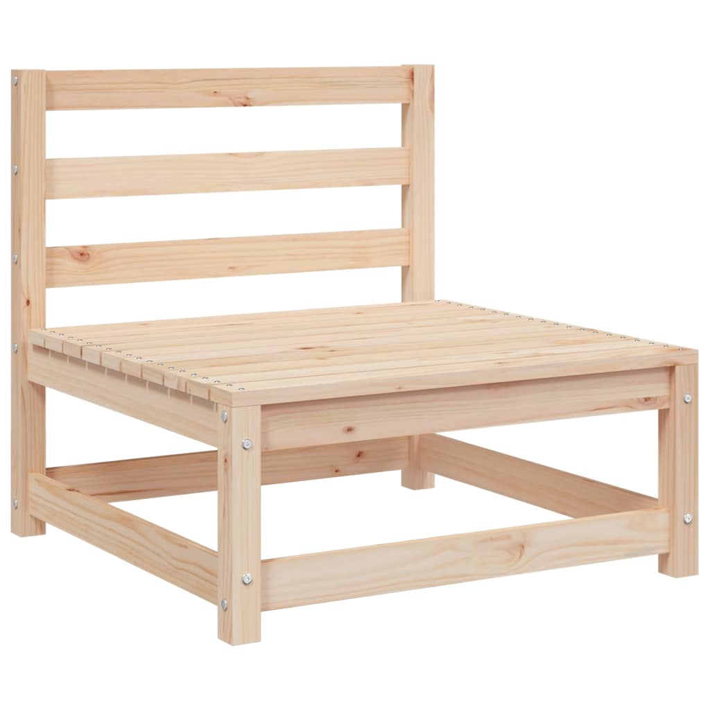 vidaXL Garten-Mittelsofa mit Grauen Kissen Massivholz Kiefer
