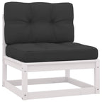vidaXL Garten-Mittelsofa mit Anthrazit Kissen Weiß Massivholz Kiefer