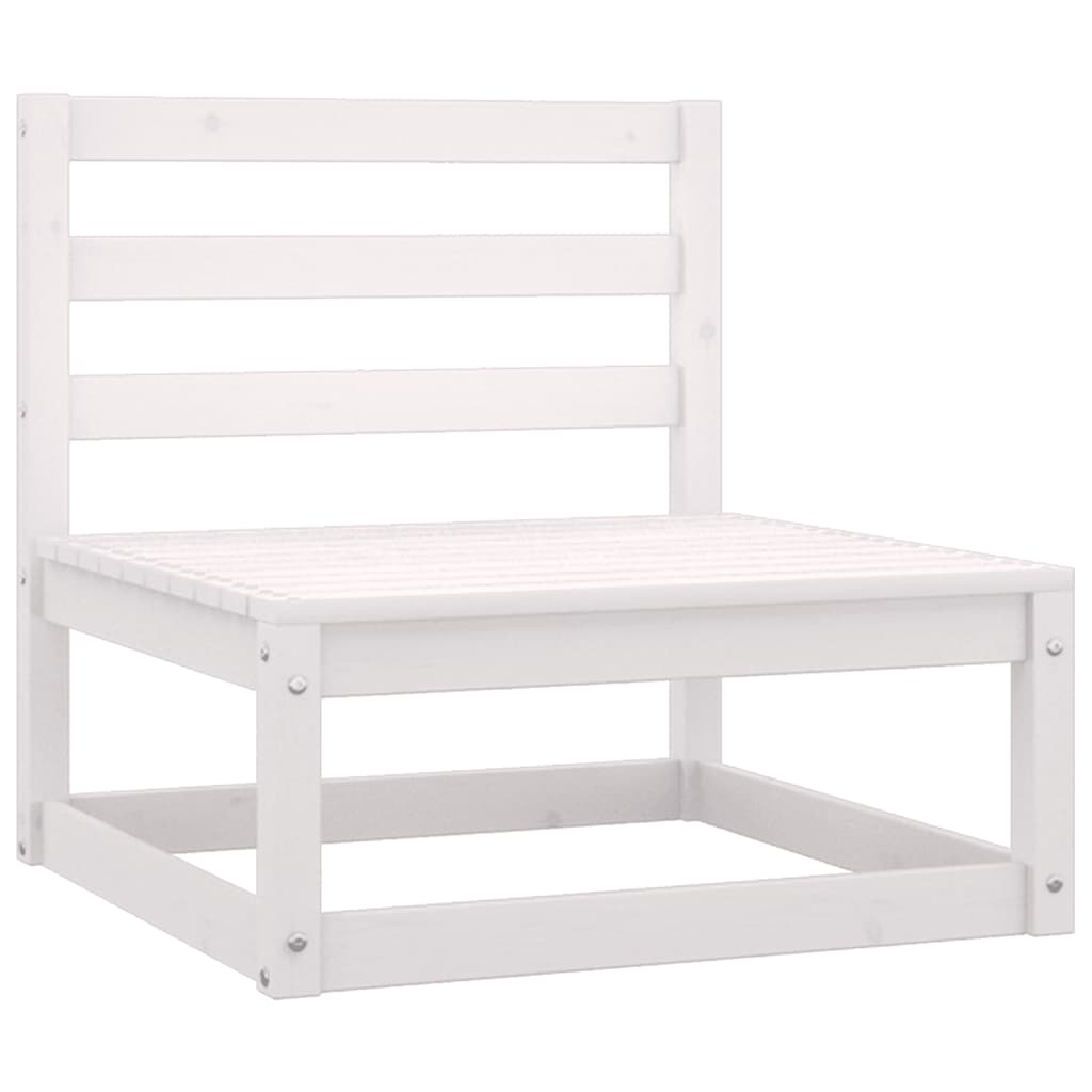 vidaXL Garten-Mittelsofa mit Anthrazit Kissen Weiß Massivholz Kiefer