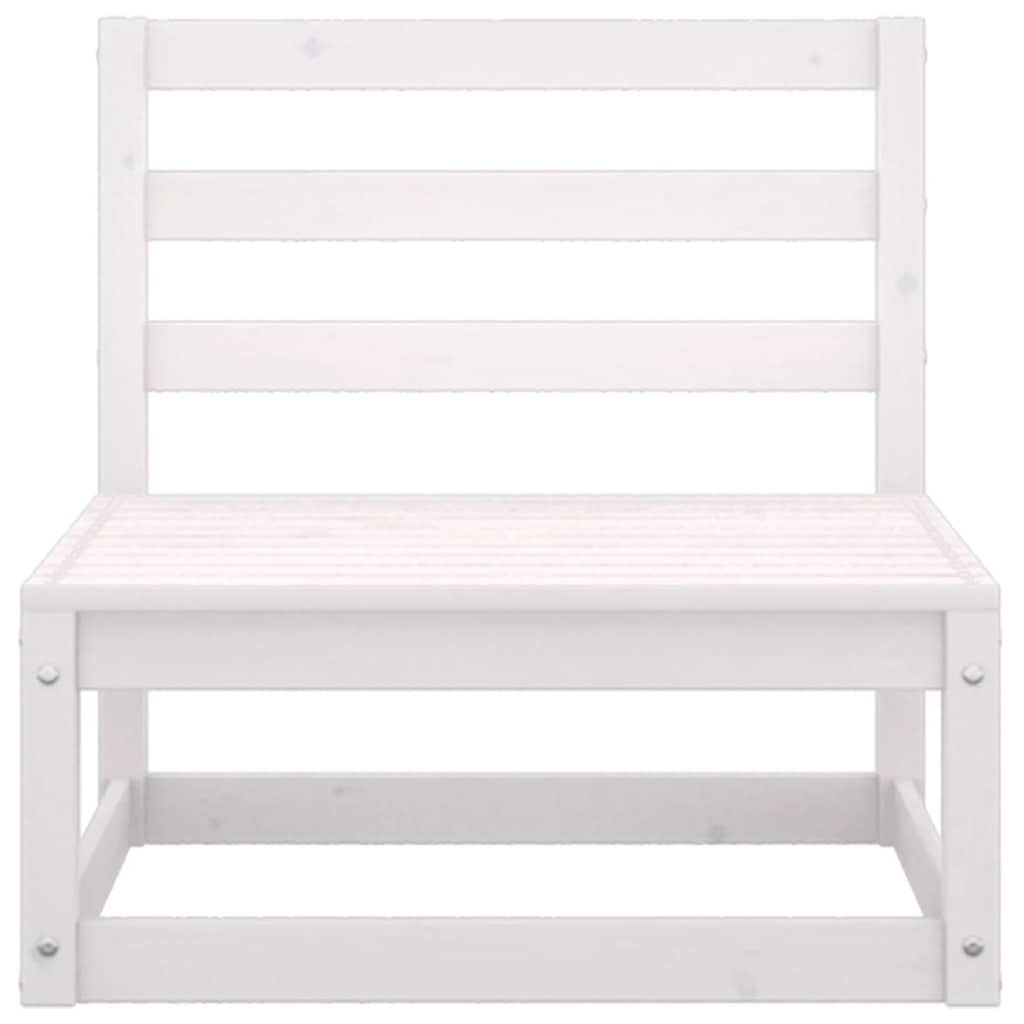 vidaXL Garten-Mittelsofa mit Anthrazit Kissen Weiß Massivholz Kiefer