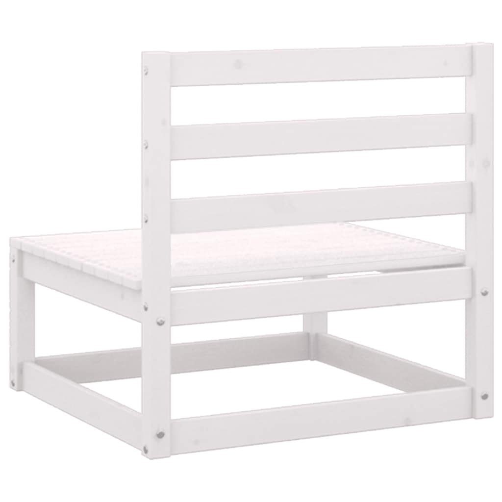 vidaXL Garten-Mittelsofa mit Anthrazit Kissen Weiß Massivholz Kiefer