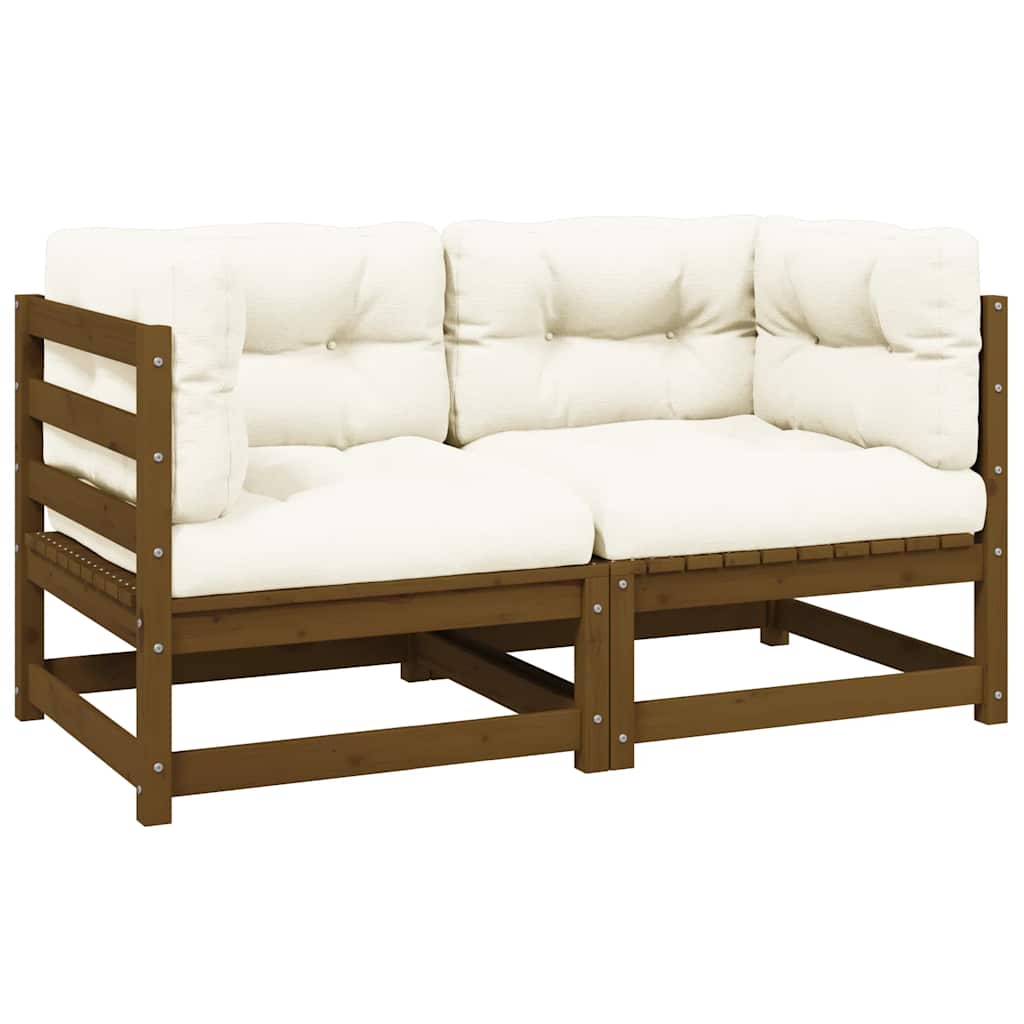 vidaXL Gartensofa 2-Sitzer mit Kissen Honigbraun Massivholz Kiefer