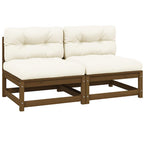 vidaXL Garten-Mittelsofas mit Creme Kissen 2 Stk. Massivholz Kiefer