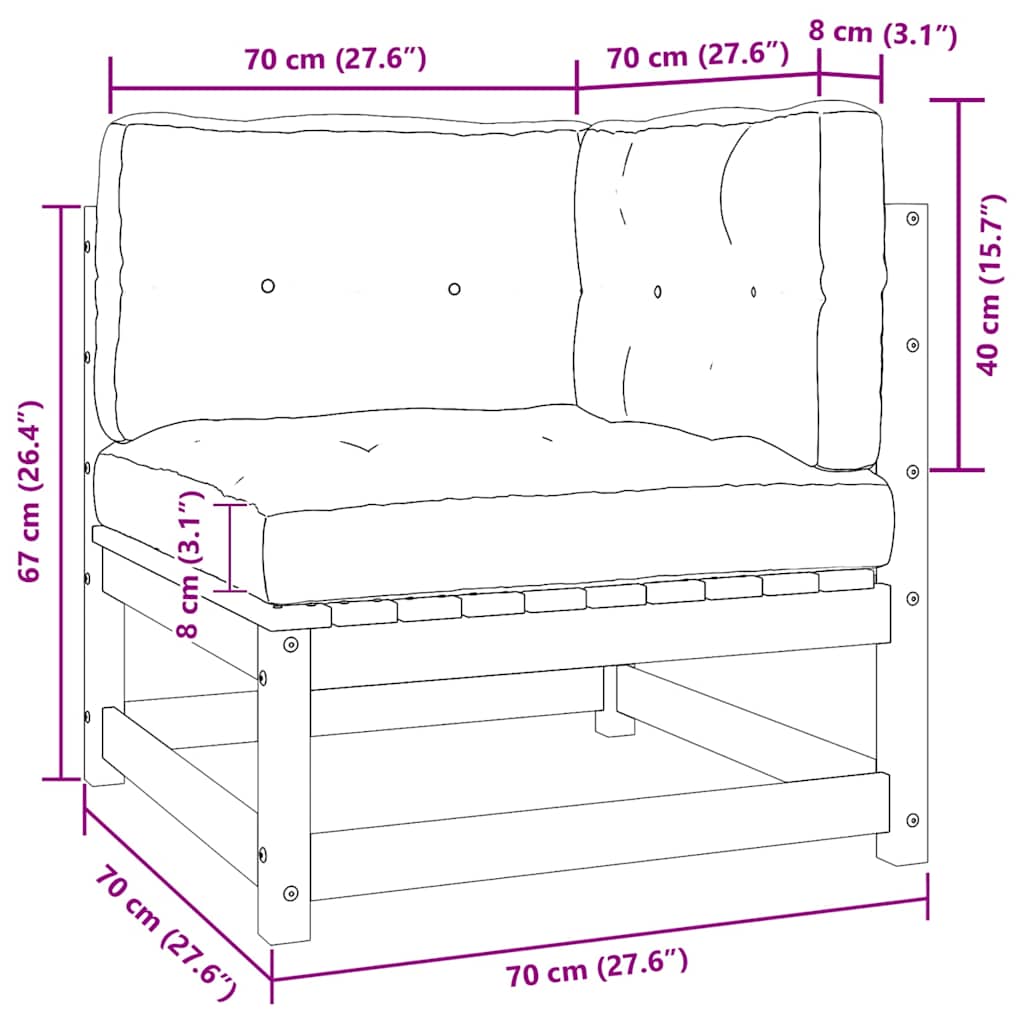 vidaXL 2tlg. Garten-Lounge-Set mit Kissen Honigbraun Massivholz Kiefer