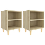 vidaXL Nachttische 2 Stk. Massivholz-Beinen Sonoma-Eiche 40x30x50cm