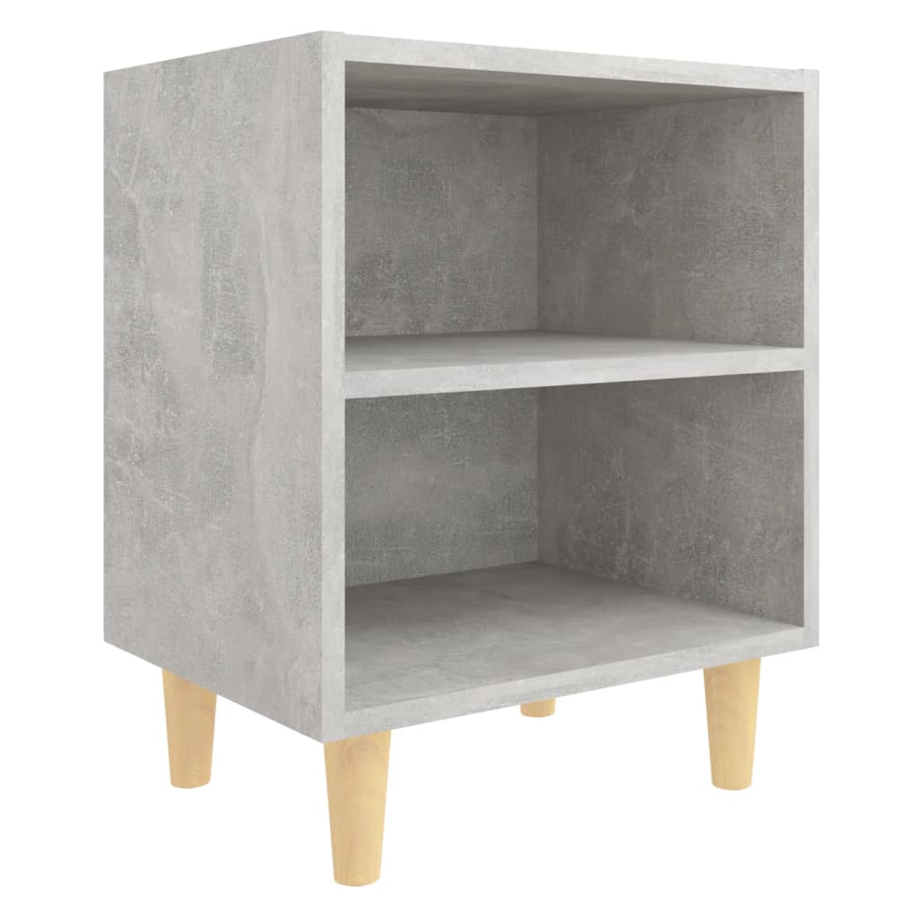 vidaXL Nachttische mit Massivholz-Beinen 2 Stk. Betongrau 40x30x50 cm