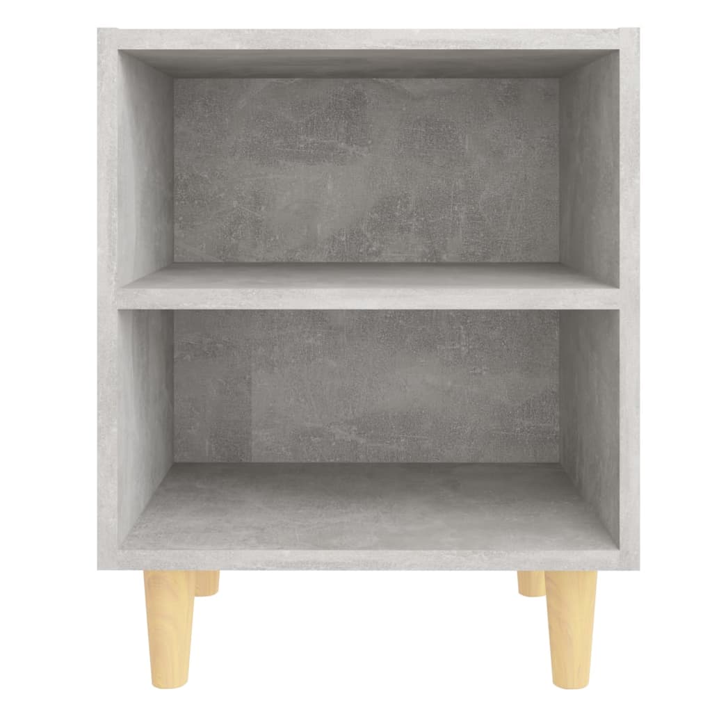 vidaXL Nachttische mit Massivholz-Beinen 2 Stk. Betongrau 40x30x50 cm