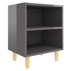 vidaXL Nachttische Massivholz-Beine 2 Stk. Hochglanz-Grau 40x30x50 cm
