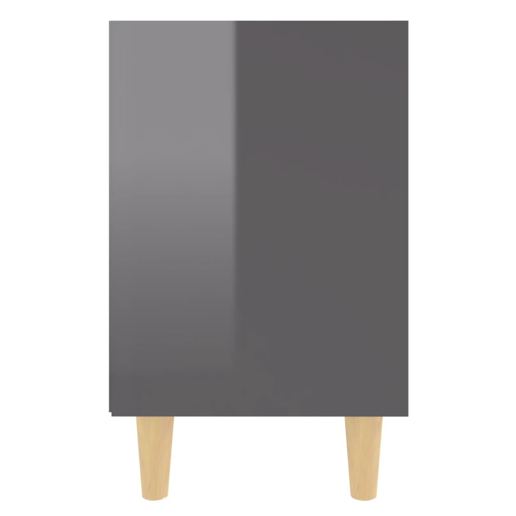 vidaXL Nachttische Massivholz-Beine 2 Stk. Hochglanz-Grau 40x30x50 cm