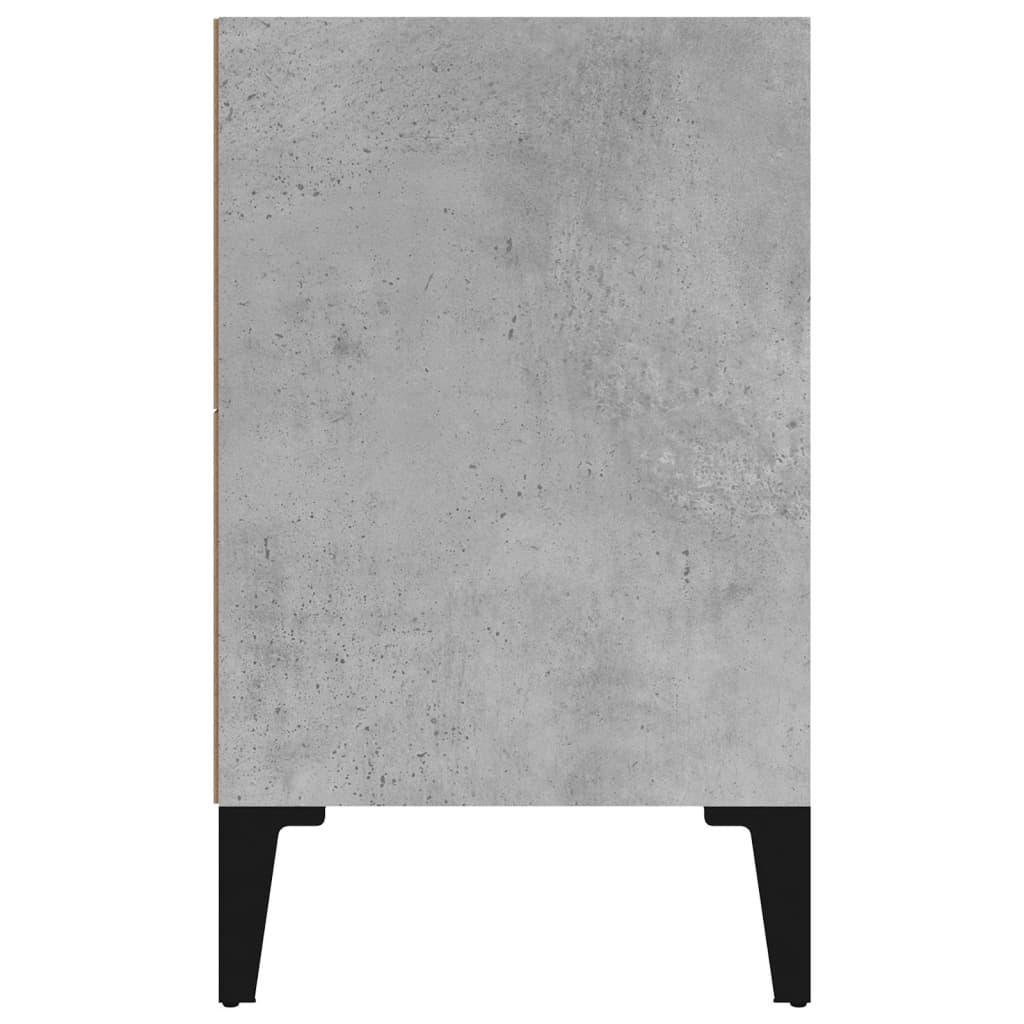 vidaXL Nachttisch mit Metallbeinen Betongrau 40x30x50 cm