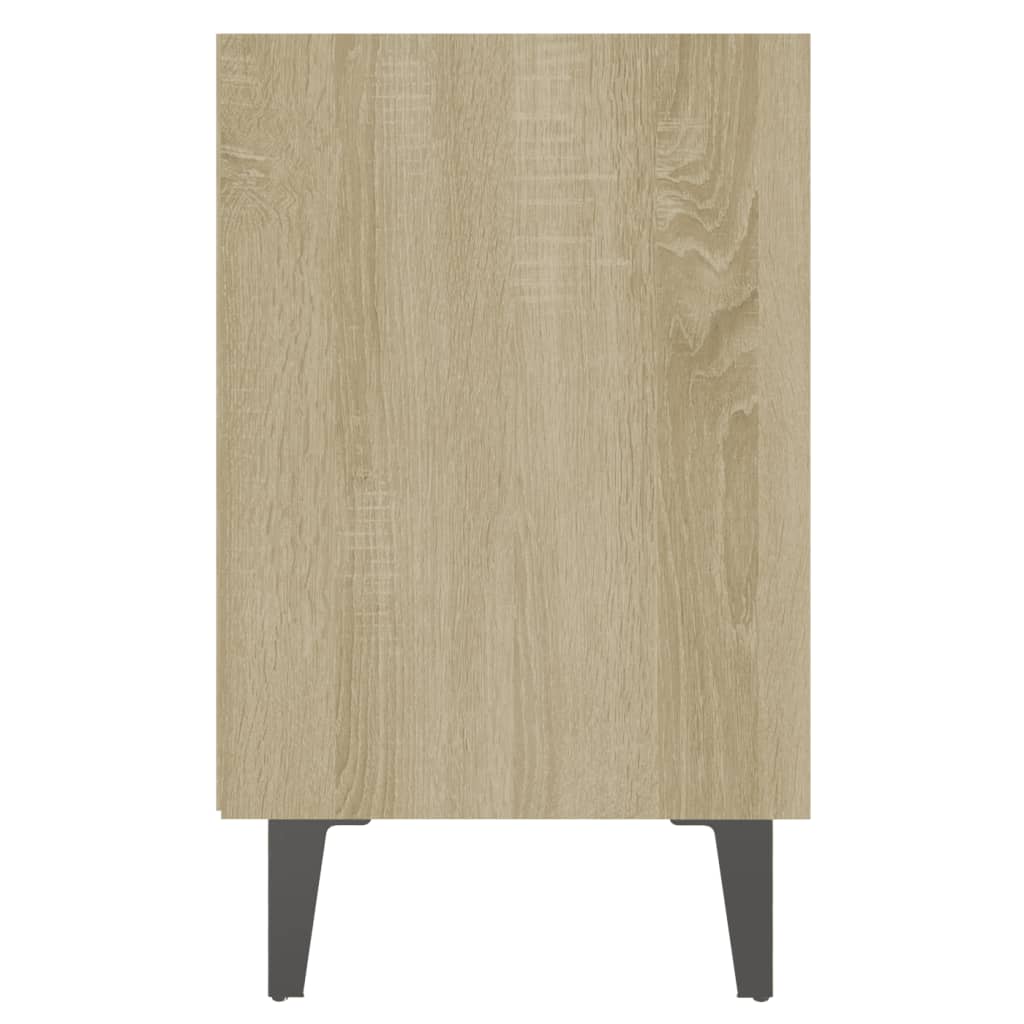 vidaXL Nachttische mit Metallbeinen 2 Stk Sonoma-Eiche Weiß 40x30x50cm