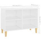 vidaXL TV-Schrank mit Massivholz-Beinen Weiß 69,5x30x50 cm