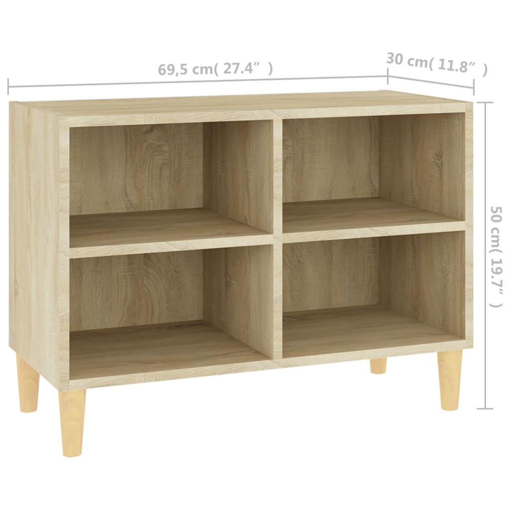 vidaXL TV-Schrank mit Massivholz-Beinen Sonoma-Eiche 69,5x30x50 cm