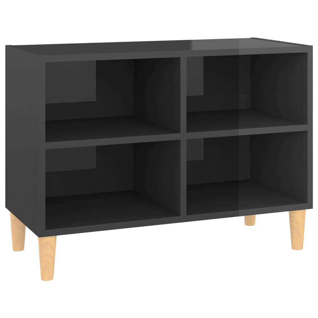 vidaXL TV-Schrank mit Massivholz-Beinen Hochglanz-Grau 69,5x30x50 cm