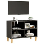 vidaXL TV-Schrank mit Massivholz-Beinen Hochglanz-Grau 69,5x30x50 cm
