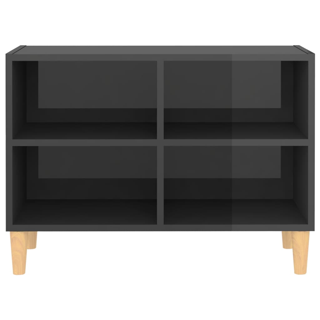 vidaXL TV-Schrank mit Massivholz-Beinen Hochglanz-Grau 69,5x30x50 cm