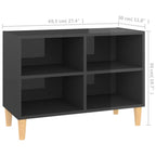 vidaXL TV-Schrank mit Massivholz-Beinen Hochglanz-Grau 69,5x30x50 cm