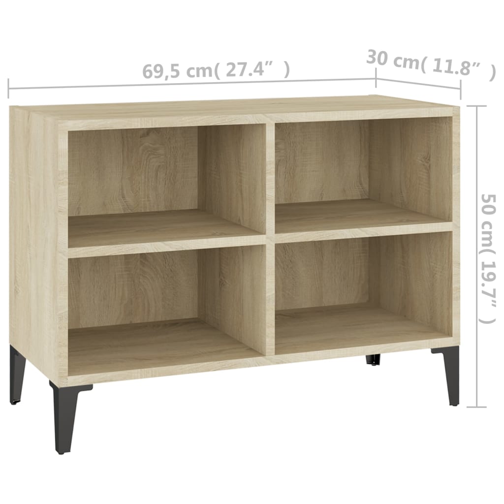 vidaXL TV-Schrank mit Metallbeinen Sonoma-Eiche 69,5x30x50cm