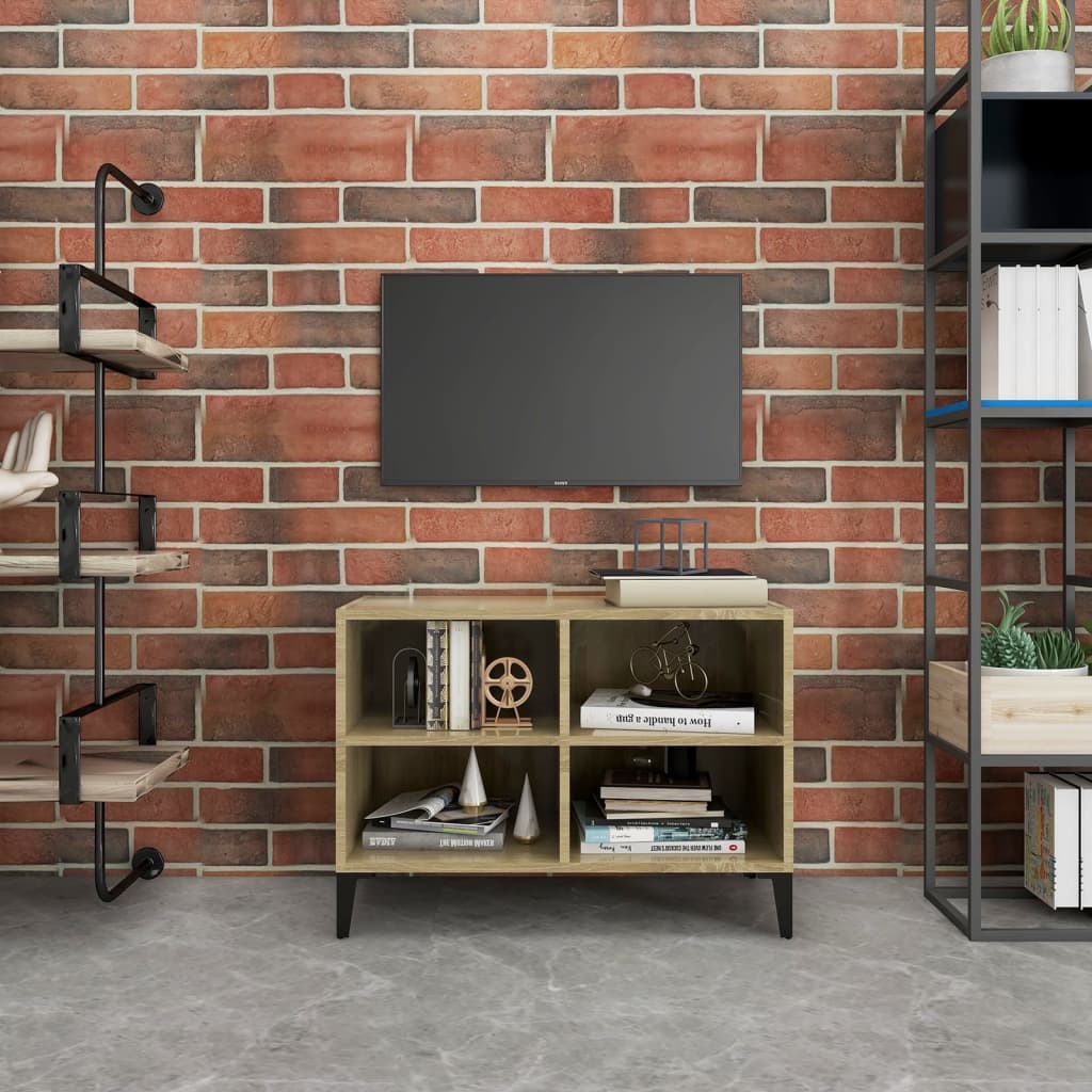 vidaXL TV-Schrank mit Metallbeinen Sonoma-Eiche 69,5x30x50cm