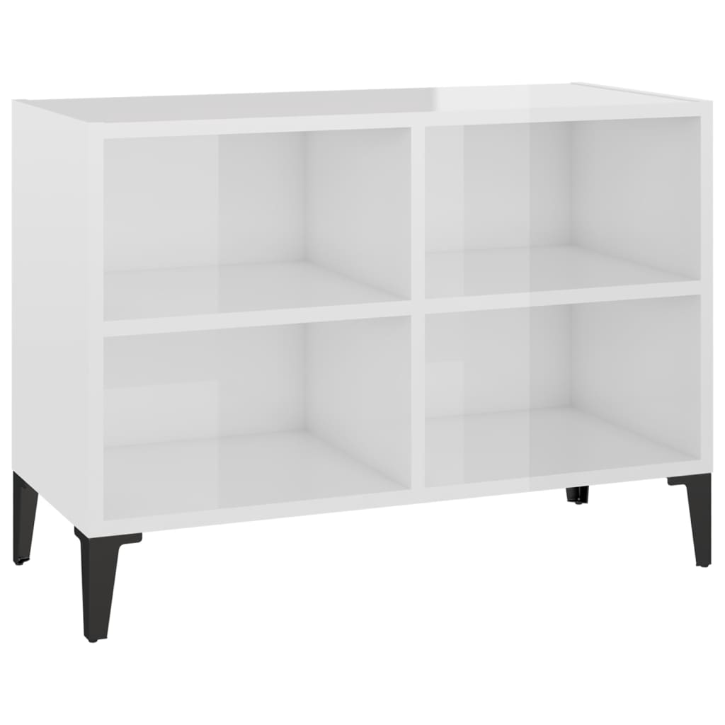 vidaXL TV-Schrank mit Metallbeinen Hochglanz-Weiß 69,5x30x50cm