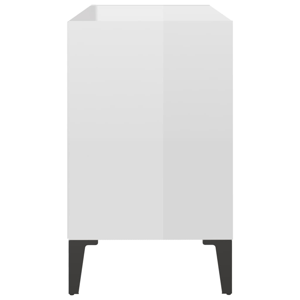 vidaXL TV-Schrank mit Metallbeinen Hochglanz-Weiß 69,5x30x50cm