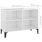 vidaXL TV-Schrank mit Metallbeinen Hochglanz-Weiß 69,5x30x50cm