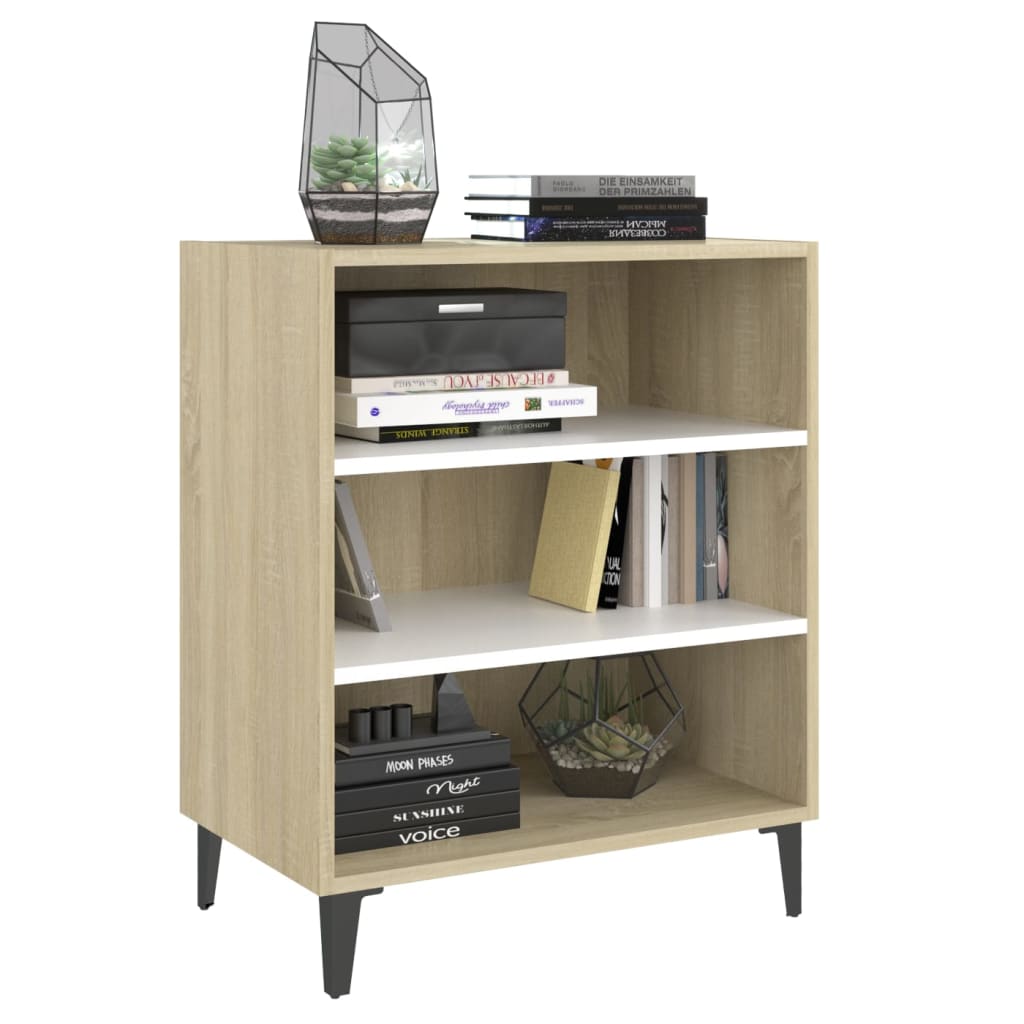 vidaXL Sideboard Weiß und Sonoma-Eiche 57x35x70 cm Holzwerkstoff