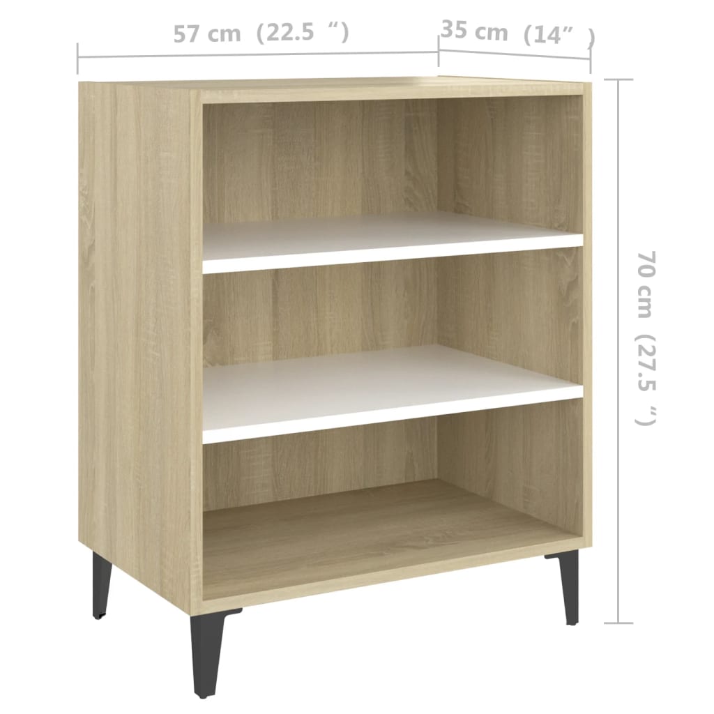 vidaXL Sideboard Weiß und Sonoma-Eiche 57x35x70 cm Holzwerkstoff