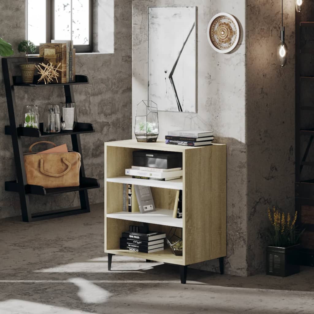 vidaXL Sideboard Weiß und Sonoma-Eiche 57x35x70 cm Holzwerkstoff