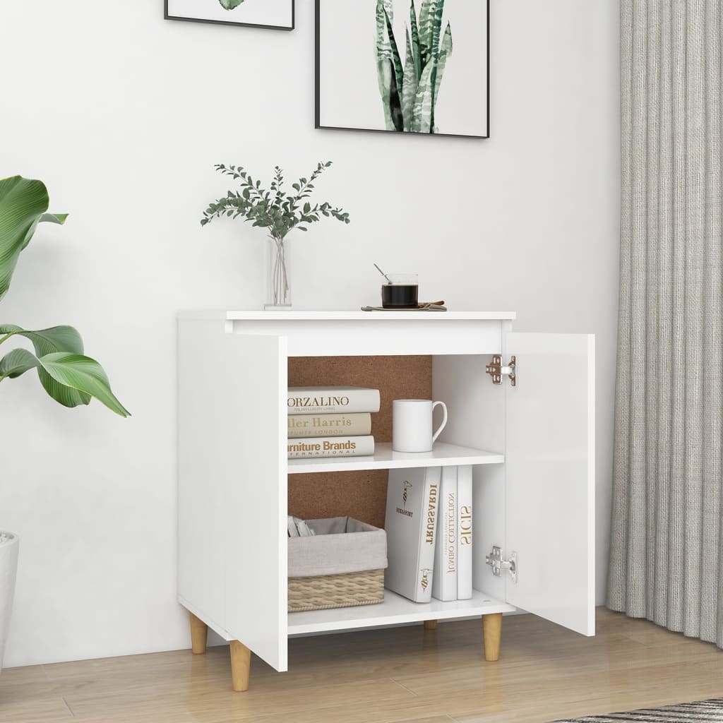 vidaXL Sideboard mit Massivholz-Beinen Weiß 60x35x70 cm Holzwerkstoff