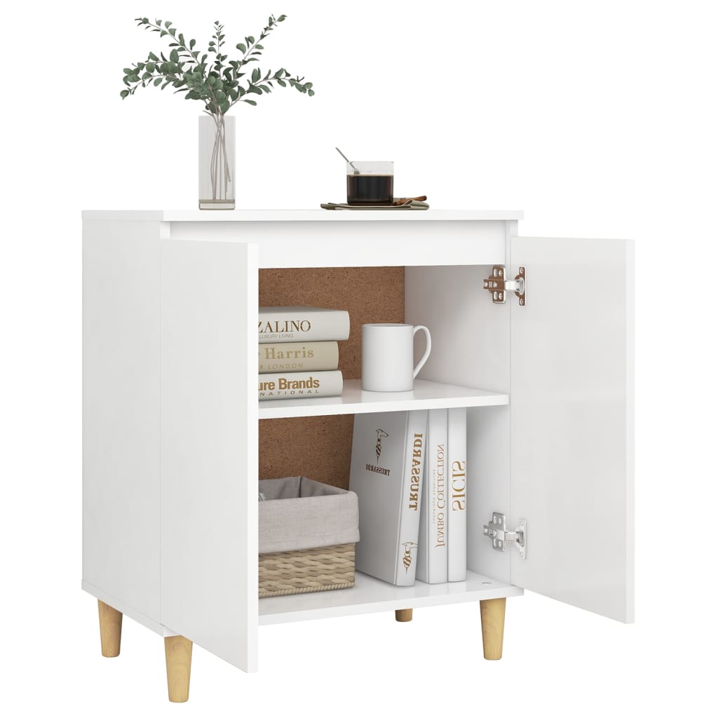 vidaXL Sideboard mit Massivholz-Beinen Weiß 60x35x70 cm Holzwerkstoff
