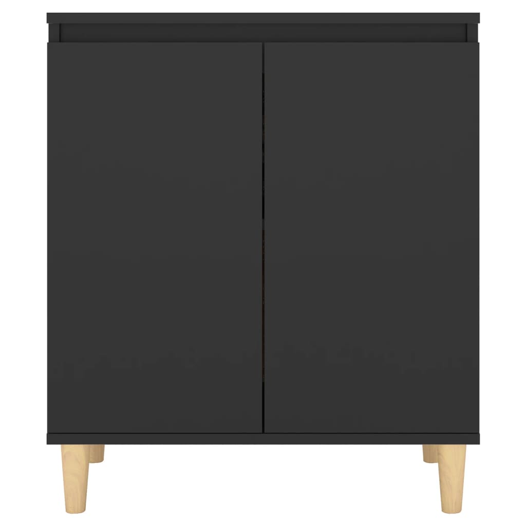 vidaXL Sideboard mit Massivholz-Beinen Schwarz 60x35x70 cm