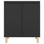 vidaXL Sideboard mit Massivholz-Beinen Schwarz 60x35x70 cm