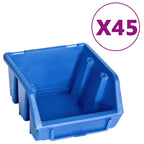 vidaXL 48tlg. Behälter-Set für Kleinteile mit Wandplatten Blau Schwarz