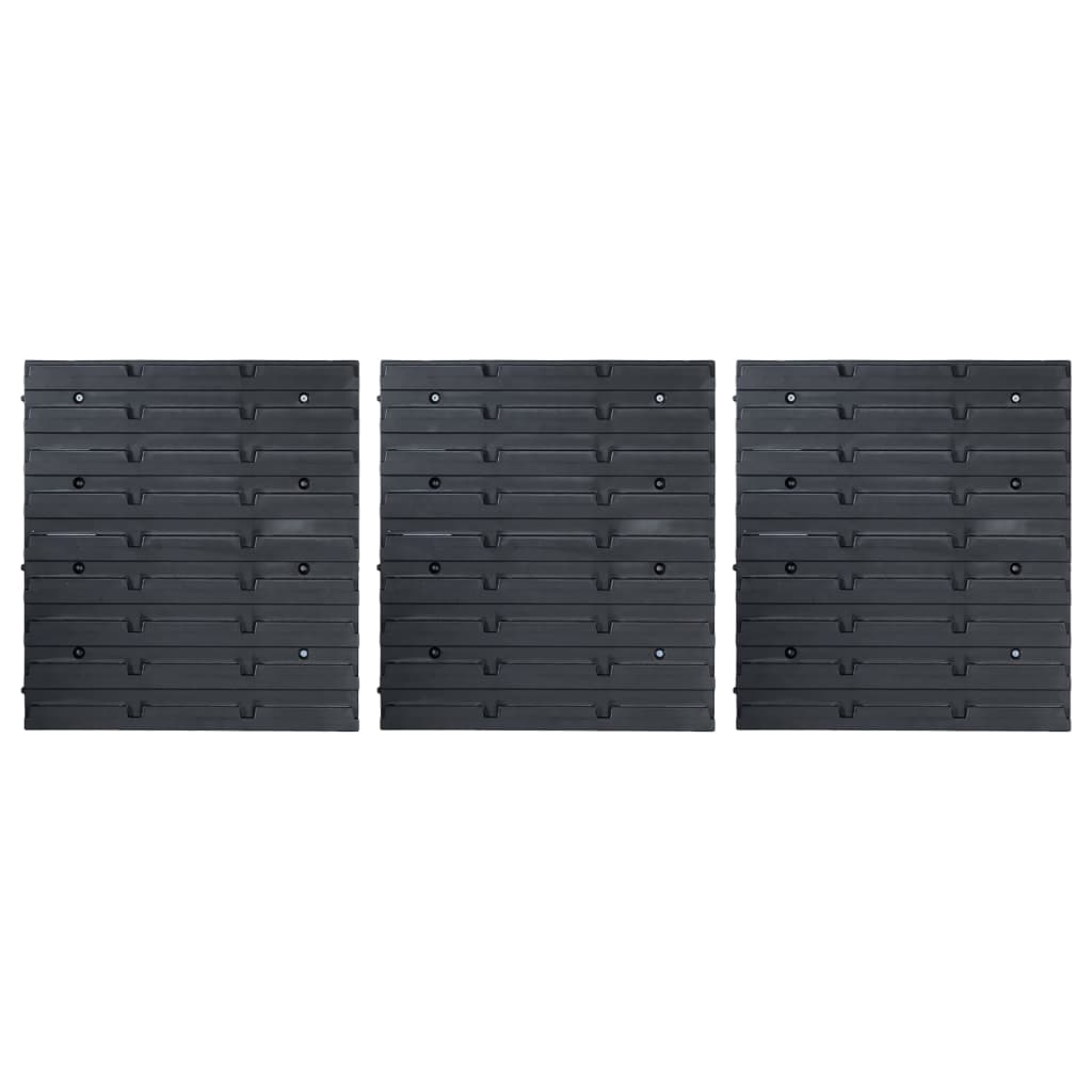 vidaXL 48tlg. Behälter-Set für Kleinteile mit Wandplatten Blau Schwarz