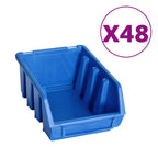 vidaXL 128-tlg. Behälter-Set für Kleinteile mit Wandplatten Blau