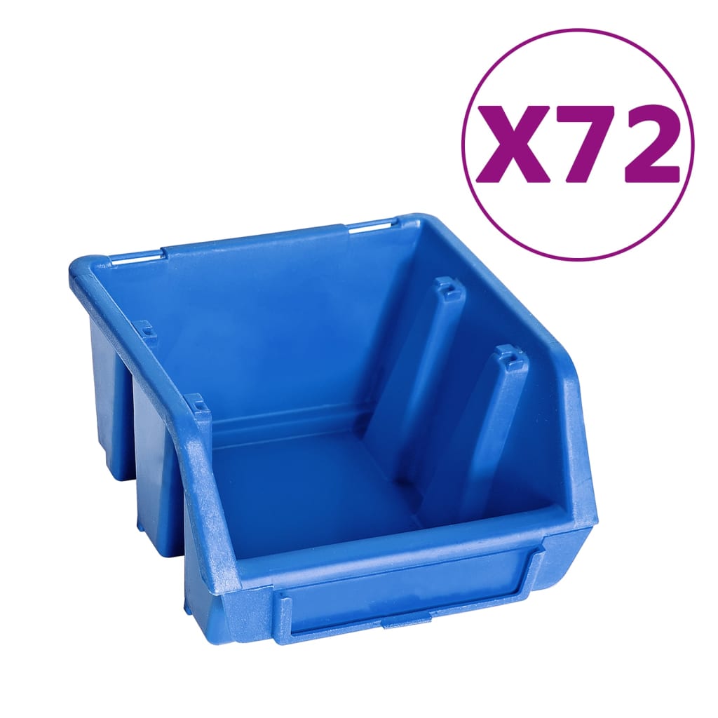 vidaXL 128-tlg. Behälter-Set für Kleinteile mit Wandplatten Blau