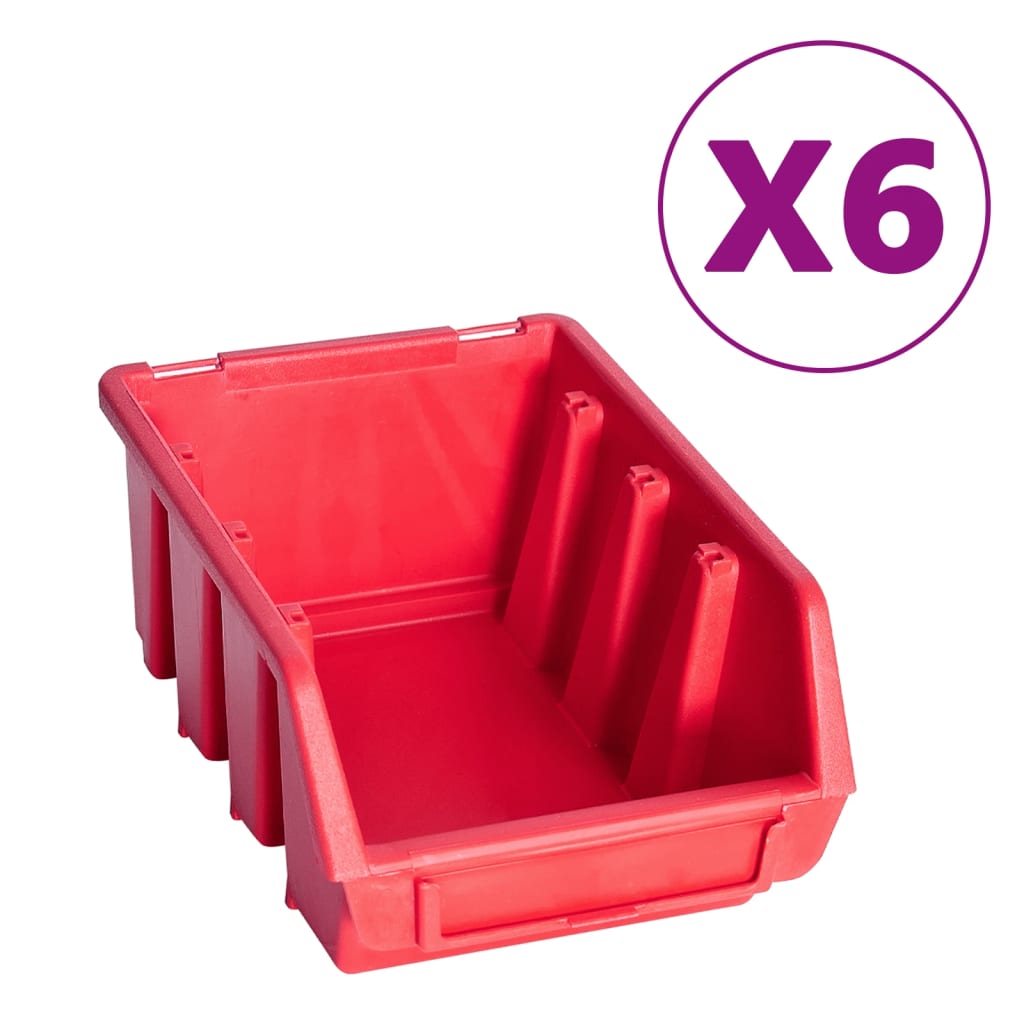 vidaXL 39-tlg. Behälter-Set für Kleinteile mit Wandplatten Rot Schwarz