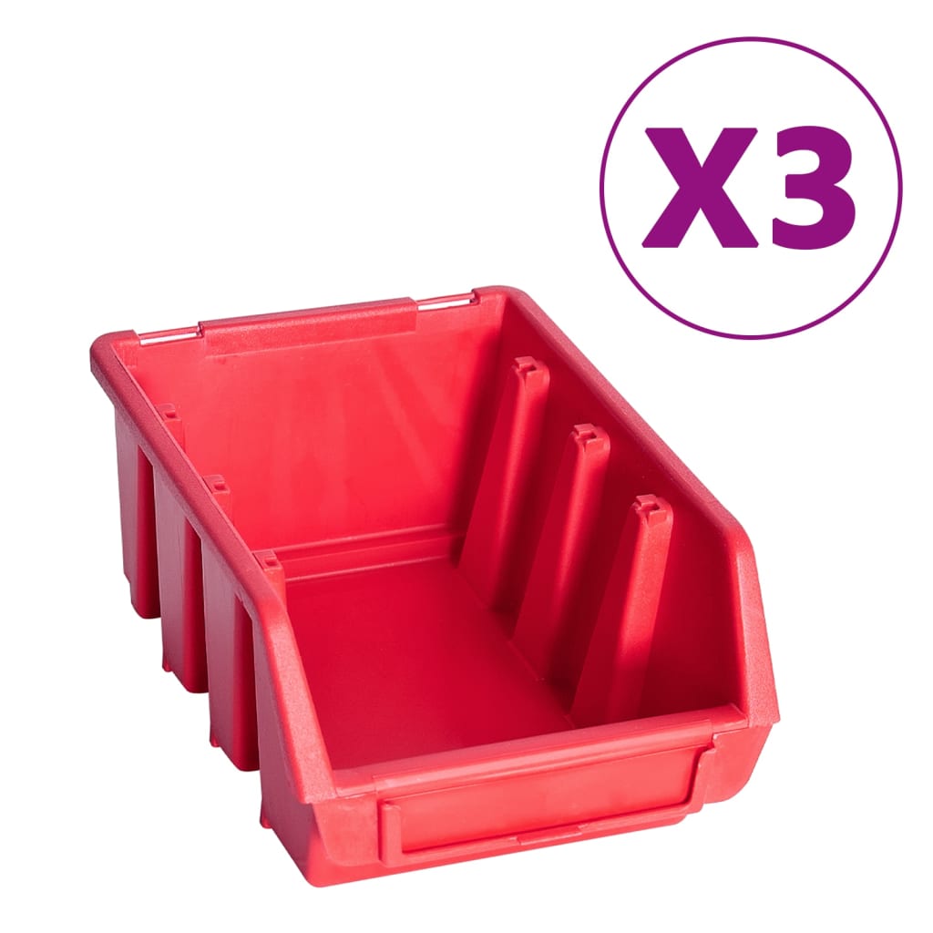vidaXL 34-tlg. Behälter-Set für Kleinteile mit Wandplatten Rot Schwarz