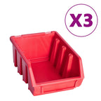 vidaXL 34-tlg. Behälter-Set für Kleinteile mit Wandplatten Rot Schwarz