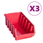 vidaXL 34-tlg. Behälter-Set für Kleinteile mit Wandplatten Rot Schwarz