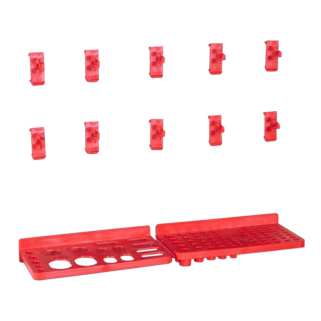 vidaXL 34-tlg. Behälter-Set für Kleinteile mit Wandplatten Rot Schwarz