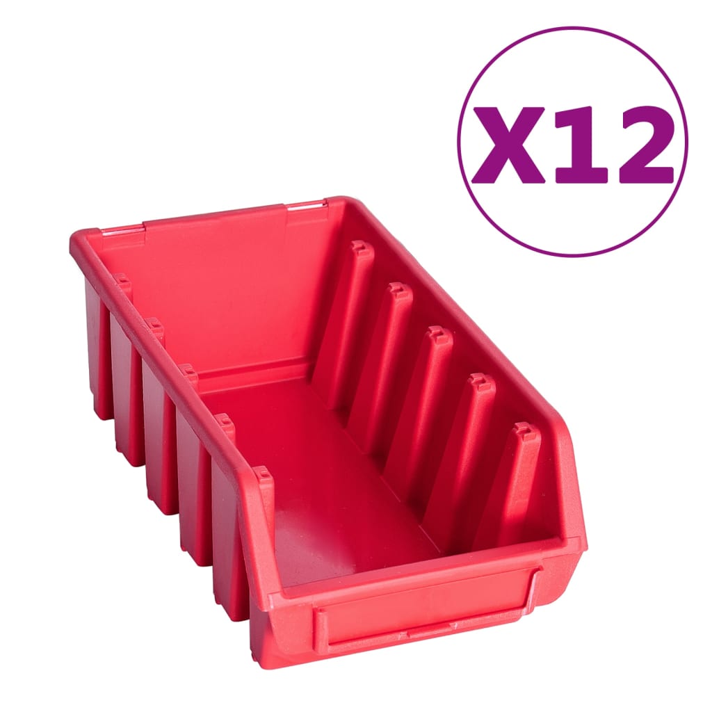 vidaXL 80-tlg. Behälter-Set für Kleinteile mit Wandplatten Rot Schwarz