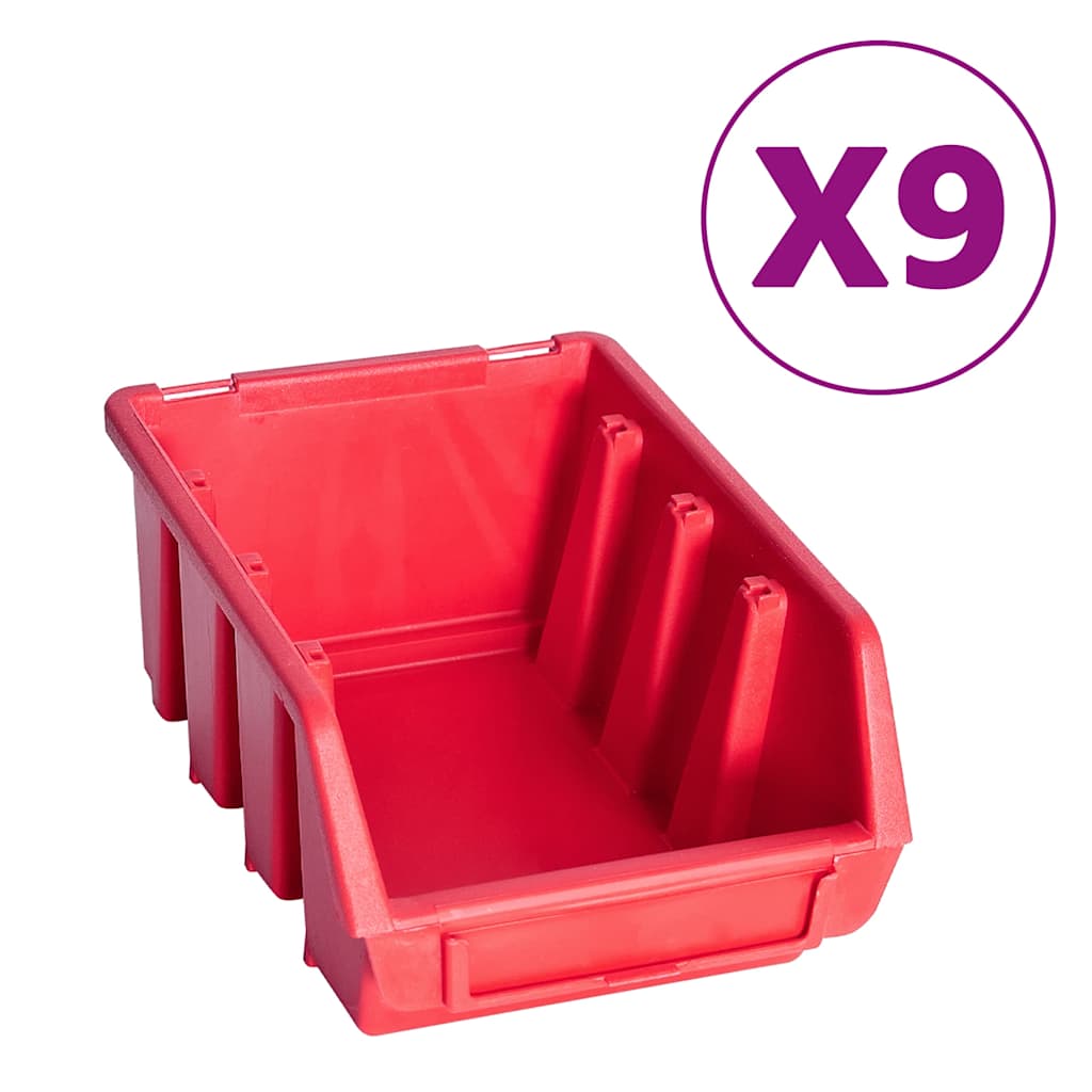 vidaXL 103-tlg. Werkzeugwand mit Sichtlagerkästen Rot und Schwarz