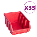 vidaXL 141-tlg. Werkzeugwand mit Sichtlagerkästen Rot und Schwarz