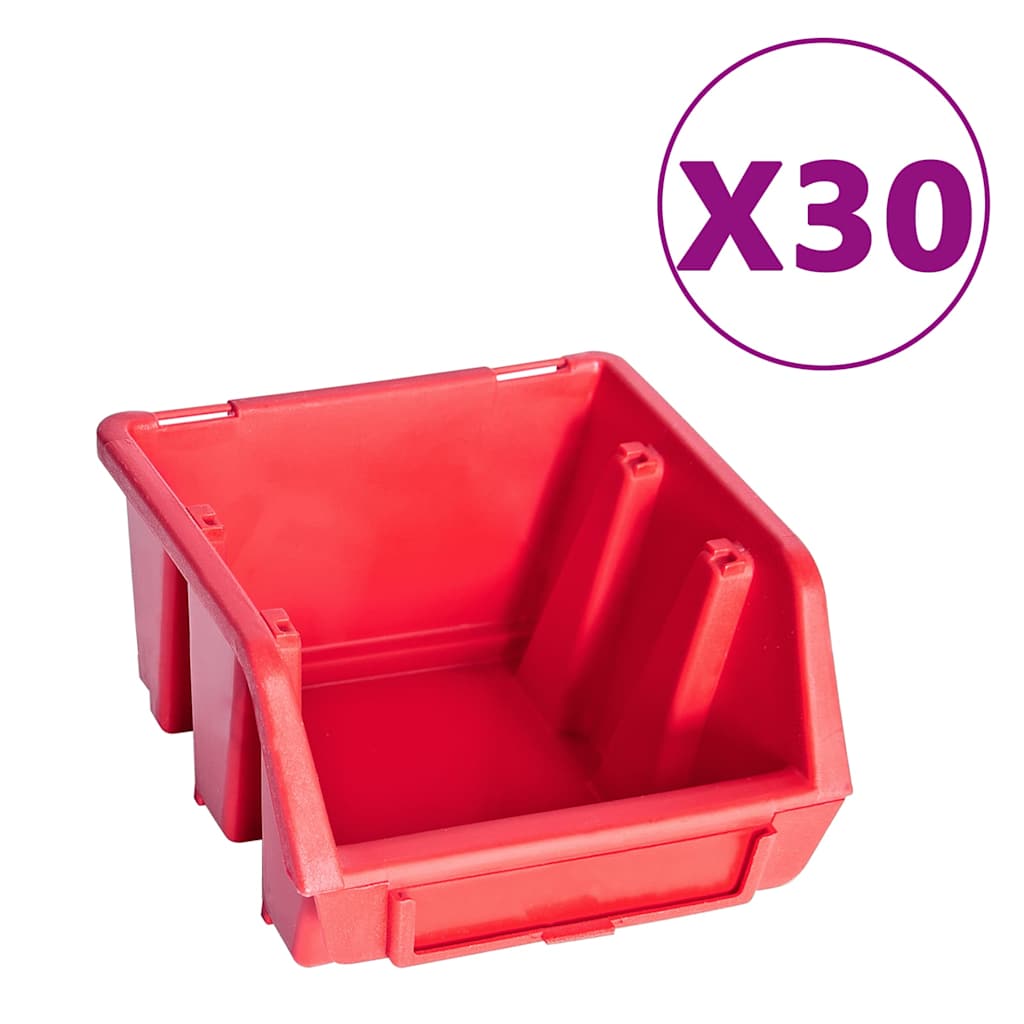 vidaXL 136-tlg. Werkzeugwand mit Sichtlagerkästen Rot und Schwarz